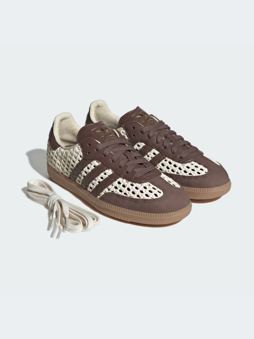 adidas Women’s Samba OG Shoes (Cream White / Earth Strata / Gold Metallic) - Picture 2 of 7